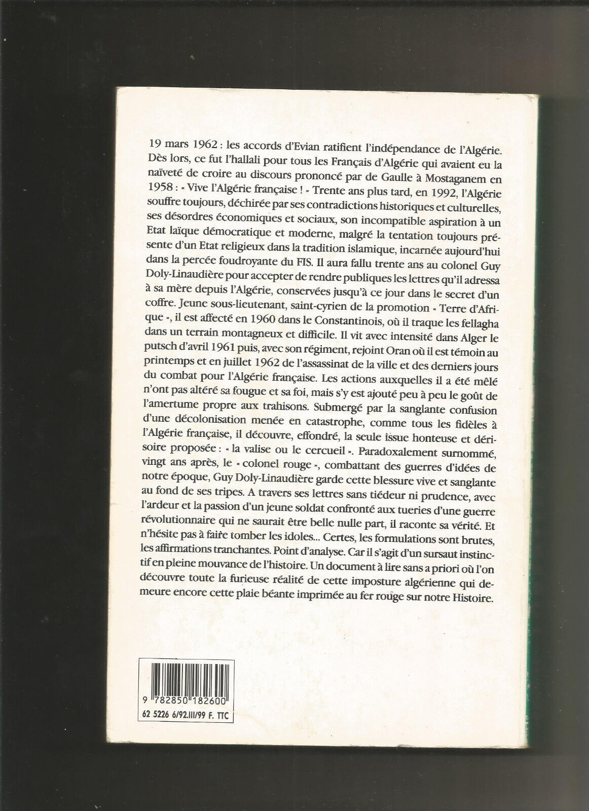 L'imposture algerienne/lettres secrètes d'un sous-lieutenant de 1960 a 1962