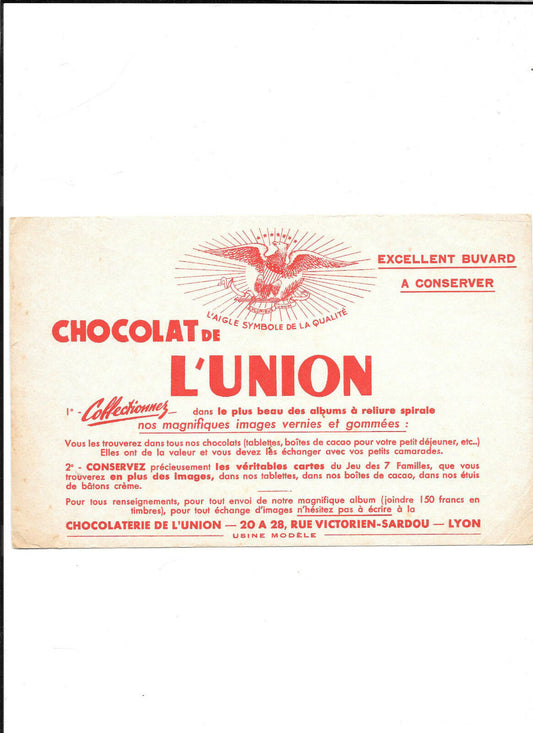 BUVARD CHOCOLAT DE L'UNION 2