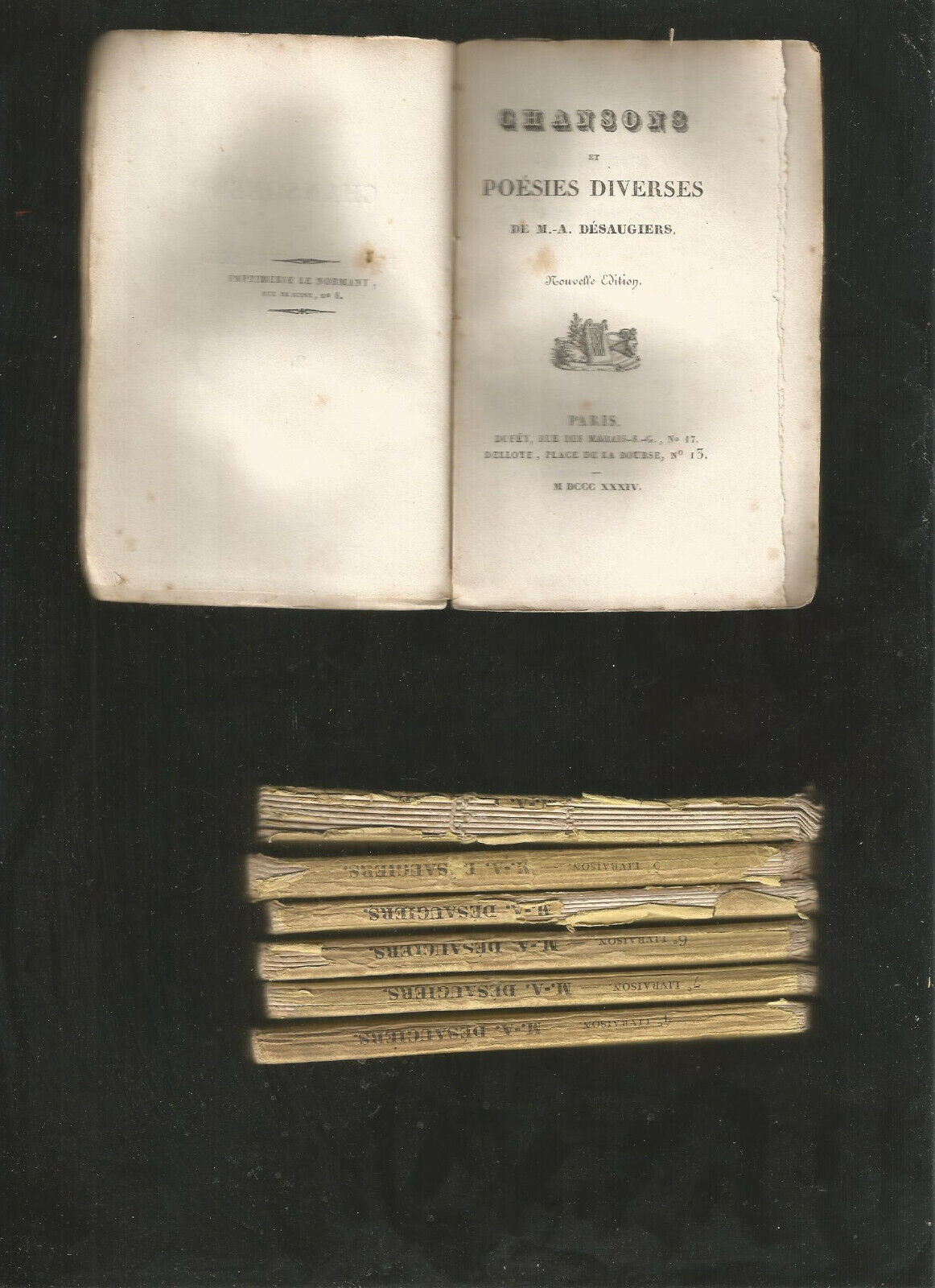 Chansons et poésies diverses - M.-A. Désaugiers - Lot de 6 petits volumes