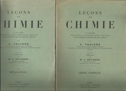 Leçons de chimie I et II - A.Travers