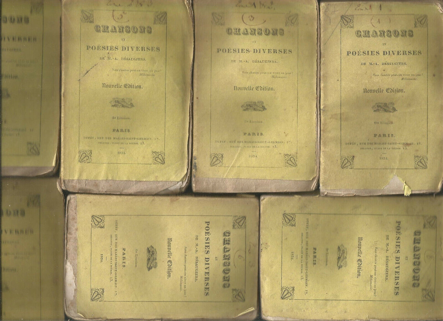 Chansons et poésies diverses - M.-A. Désaugiers - Lot de 6 petits volumes