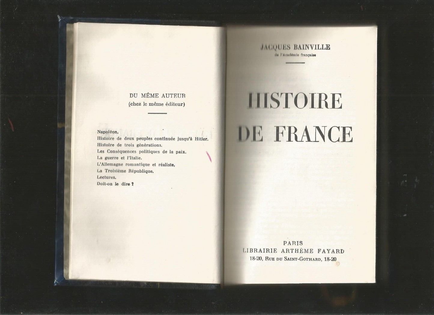 Histoire De France  Bainville  reli