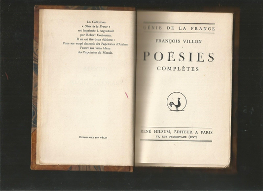 Poésies complètes - Villon - Hilsum - Génie de la France