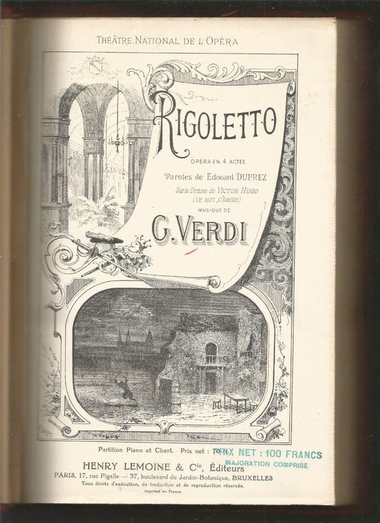 Rigoletto  Verdi  Lemoine Henry et Cie  Partition Piano et chant