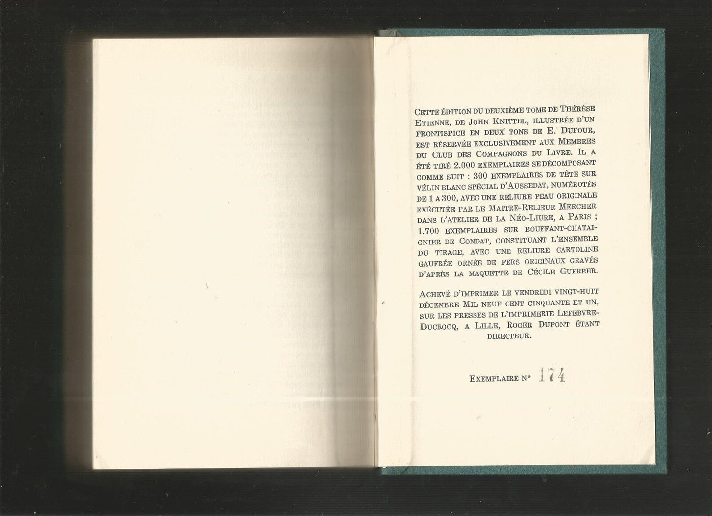 Thérèse Etienne-J. Knittel - Tirage de fête Compagnon du Livre