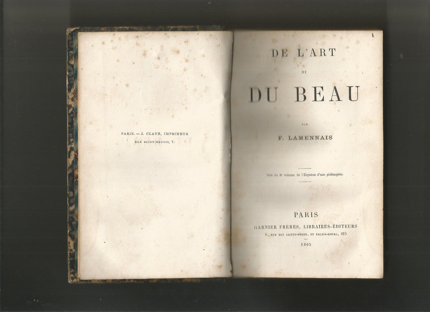 De l'art et du beau lamennais 1865