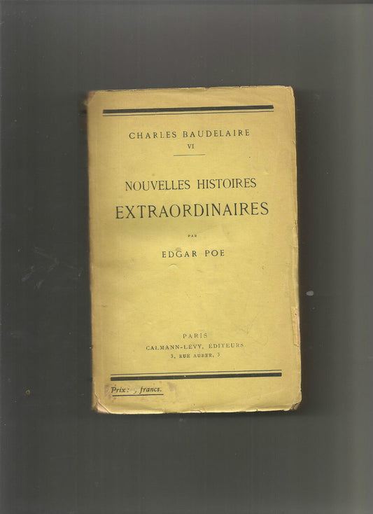 Charles Baudelaire VI Nouvelles histoires extraordinaires Edgar Poe 1935