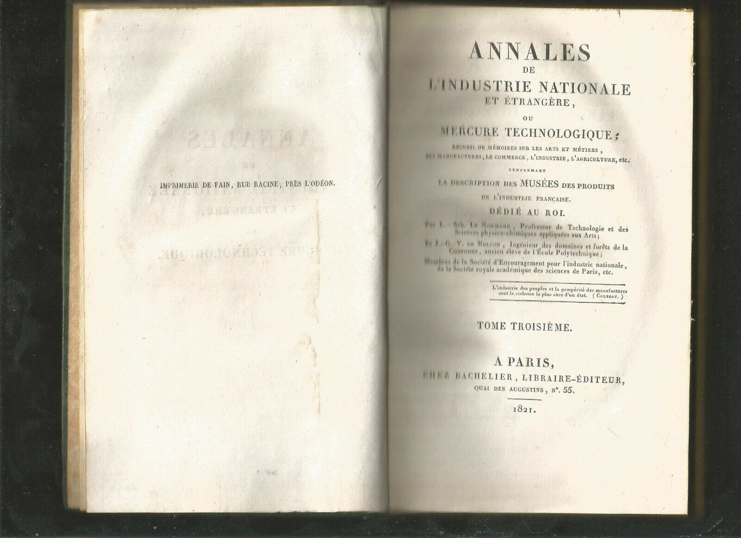 Annales de l'industrie nationale et étrangère ou Mercure technologique - 4 vol