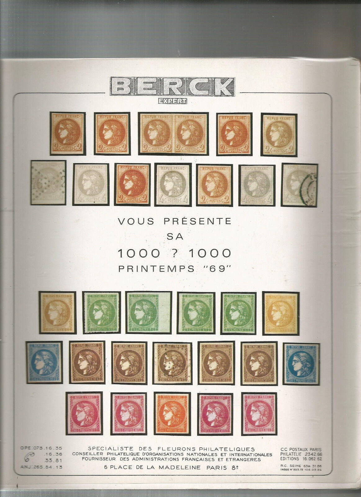 CATALOGUE DE VENTE SUR OFFRE BERCK