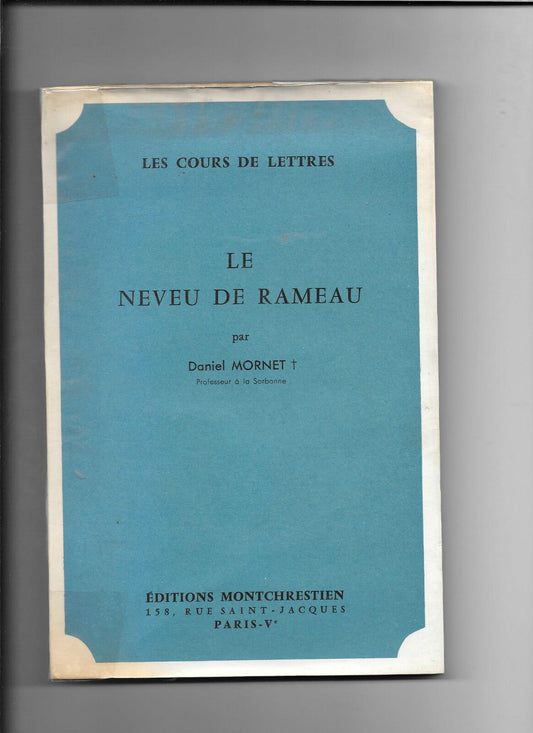 Le neveu de rameau  Daniel Mornet Editions Montchrestien 1964