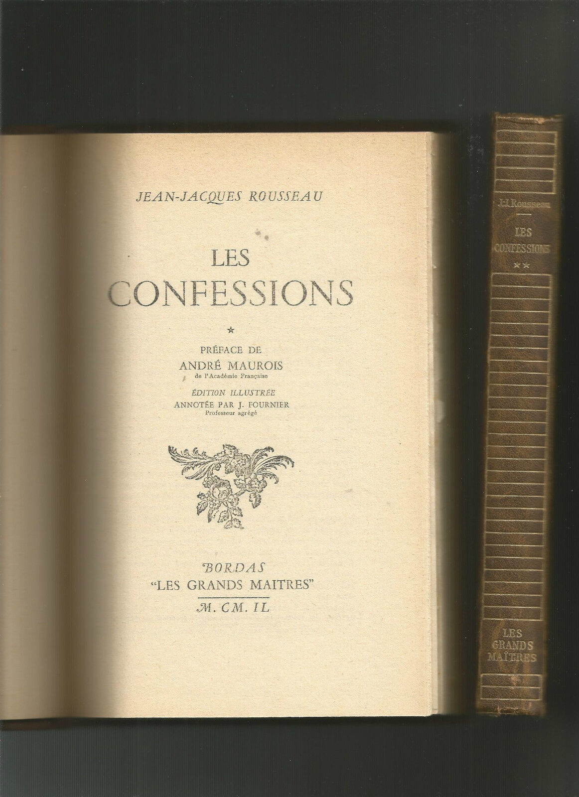 Les confessions - Rousseau - collection " Les grands Maîtres"