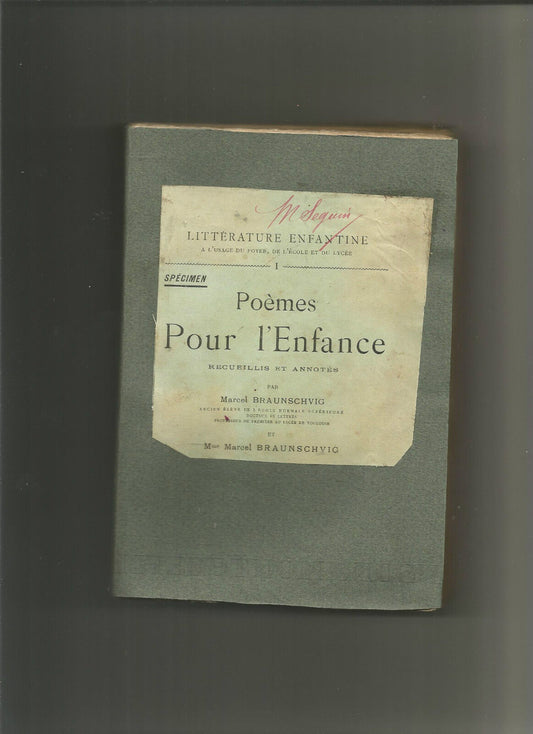 Poèmes pour l'enfance - M. et Mme Braunschvig