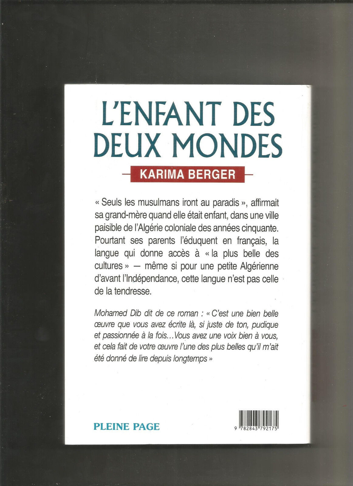 L'enfant des deux mondes - Karima Berger