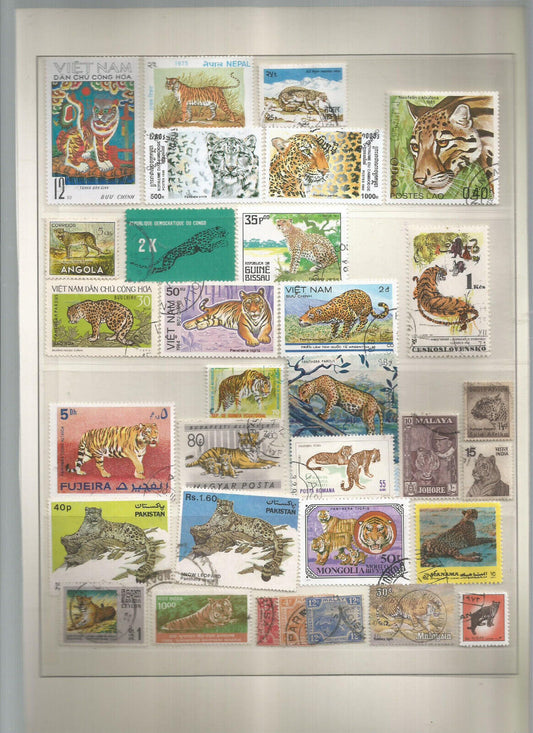 LOT DE TIMBRES THEME TIGRES ET PANTHERES