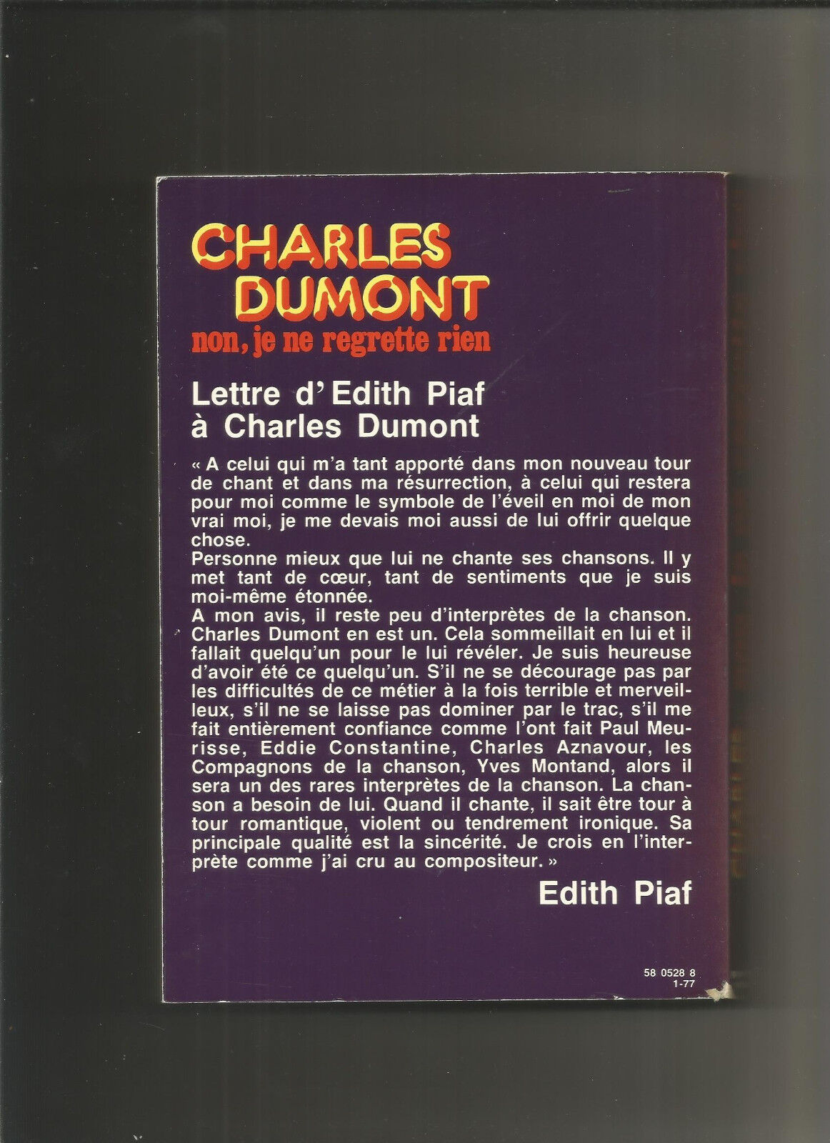 Charles Dumont non je ne regrette rien