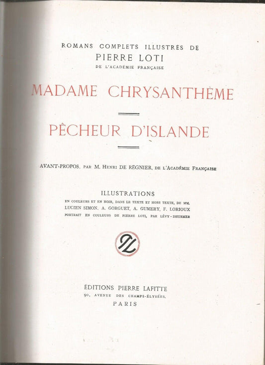 Madame Chrysanthème / Pêcheur d'Islande - Loti - Lafitte