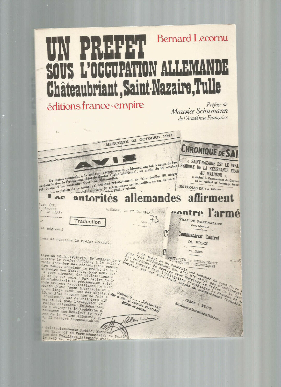 UN PREFET SOUS L'OCCUPATION ALLEMANDE