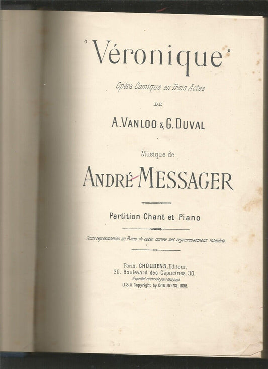 Véronique - André Messager - Vanloo &amp; Duval - Partition